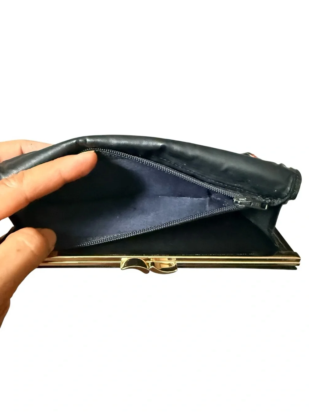 Vintage GIVENCHY PARIS Black Leather Long Wallet with Red Lizard Accent